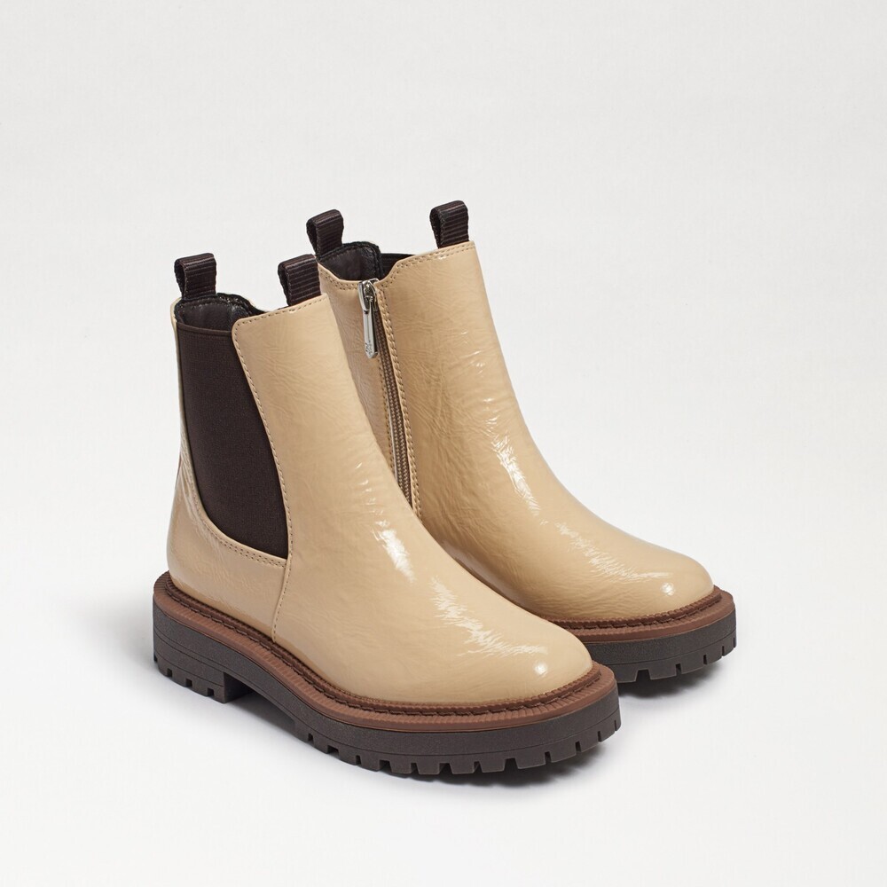 Sam Edelman Laguna Boots Kids US 2 Wheat Faux Leather Waterproof Chelsea GAL292